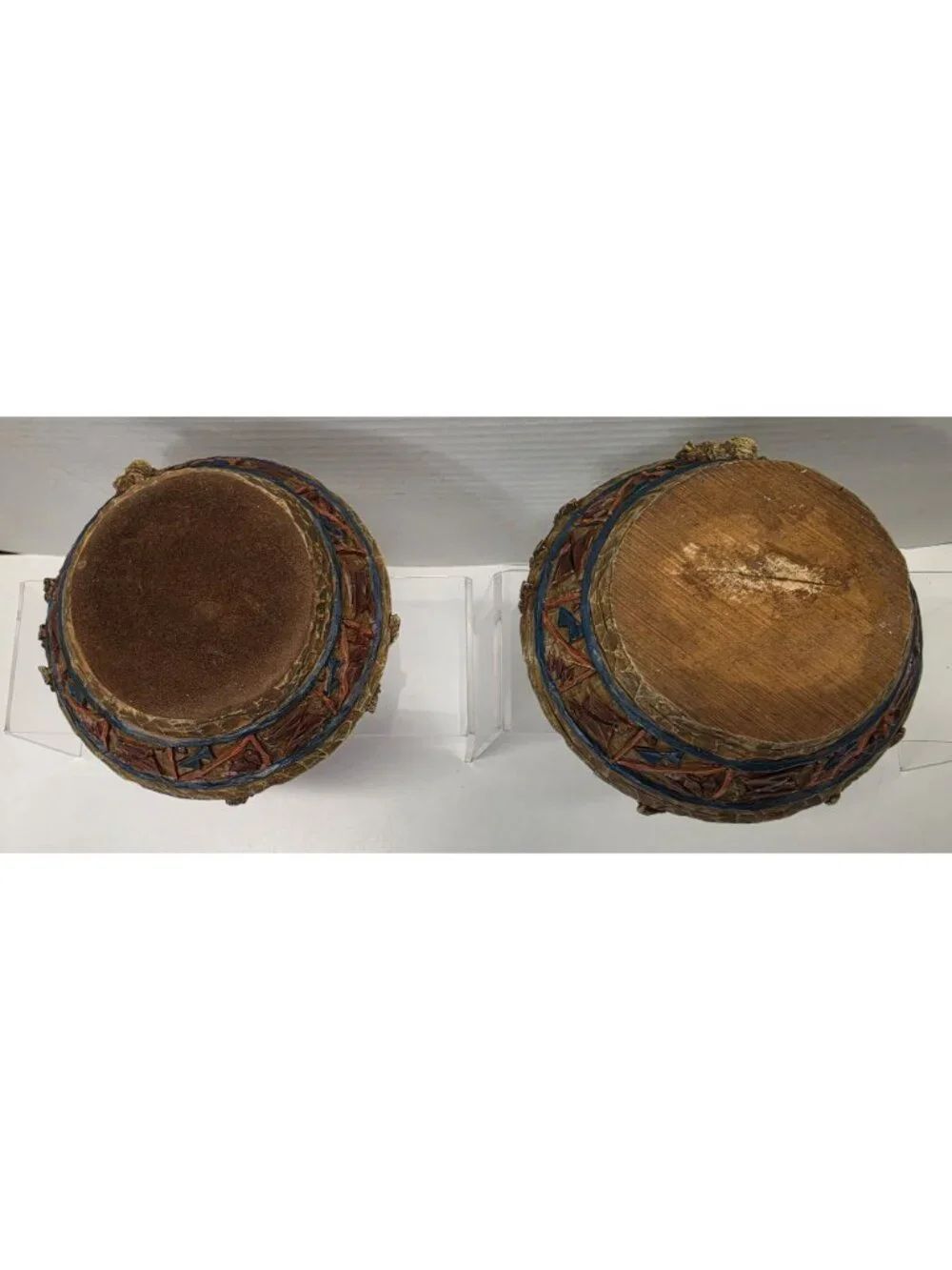 Southwestern Resin Feather Pot Candle Holders Bowl Decor Lot of 2